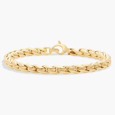 Braided links are what make this wheat chain bracelet so superbly stunning. Cast with 14k yellow gold, the interwoven profile can carry a simple charm or be worn on its own. Blue Nile, Metal Bracelets, Chain Bracelet, Wheat, Jewelry Bracelets, Braids, Yellow Gold, Bracelet, Chain