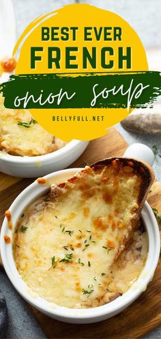 {Best Ever} French Onion Soup, weeknight dinner recipes, family dinner ideas Easy French Onion Soup Recipe, Homemade French Onion Soup, Best French Onion Soup, Roasted Grapes, French Onion Soup Bowls, Classic French Onion Soup, Onion Soup Recipe, Homemade Ricotta, French Onion Soup Recipe