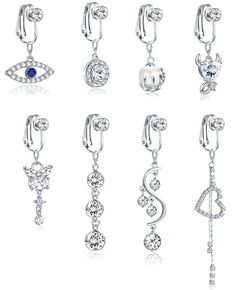 PRICES MAY VARY. 🏖【fake belly button ring】: New clip on belly button rings, have been popular for a long time, tested by a large number of buyers, not easy to fall off, easy to put on 🏖【Fake belly piercing】: Designed for people without piercings, easy to use, you can get the hang of it quickly, try it bravely, no pain. 🏖【Stylish styles】: Classic fashion styles: CZ, Evil Eye, Demon, Pearl, Daisy, Butterfly, etc. Sufficient quantity of dangle fake belly rings to satisfy your everyday outfit. 🏖 Fake Belly Ring, Fake Belly Piercing, Belly Button Piercings, Daisy Butterfly, Piercing For Women, Fake Piercing, Button Rings, Belly Piercing, Belly Button Piercing