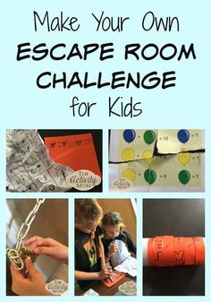 Make Your Own Escape Room Challenge for Kids  Easy and fun to make your own at home! Make Your Own Escape Room, Mom Activities, Challenges Activities, Room Challenge