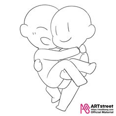 a drawing of two people hugging each other