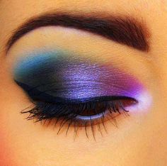 Galaxy Makeup, Drag Make-up, Galaxy Eyes, Sleek Makeup, Purple Makeup, Beautiful Eye Makeup