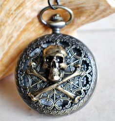 Skull and Crossbones pocket watch, men's pocket watch, front case is mounted with skull and crossbones #PocketWatchPirate #PocketWatchSkull #MensPocketWatch #PocketWatchMen #WatchMen #PirateWatch #PiratePocketWatch #SkullPocketWatch #SkullWatch #MensWatch Pirate Gold Coins, Pocket Watch Design, Skull Watch, Saint Helens, Pirate Fashion, Mechanical Pocket Watch, Unique Pockets, Edgy Accessories, Skeleton Watches