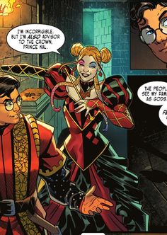 a comic book page with an image of a woman and man in costume talking to each other