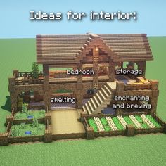 an image of a minecraft house with instructions on how to build it