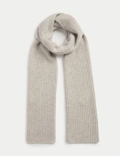 Add a luxurious finishing touch to your outerwear with this scarf from our Autograph collection. It's woven from warming merino wool with added cashmere for an extra soft feel. The ribbed knit design creates an elegantly textured look. Autograph: premium investment pieces featuring contemporary cuts and refined finishing touches. Scarves Design, Cashmere Scarves, Grey Scarf, Scarf Design, Cashmere Scarf, Knit Scarf, Knitting Designs, M S, Autograph