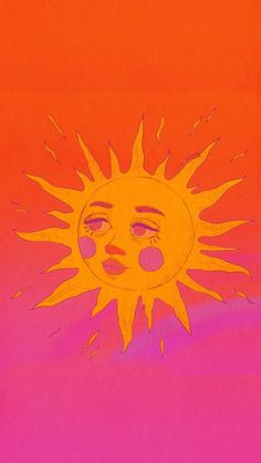 an orange and pink drawing of a sun