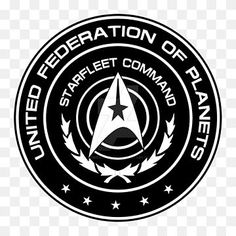 the emblem for star trek command, with stars in the center and an inscription that reads united