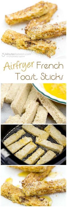 french toast sticks are being cooked in the oven and then fried tofu fries for dipping