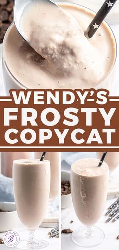 a collage of photos with the words wendy's frosty copycat