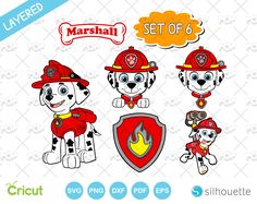 firefighter dogs with helmets and shield svg cut file