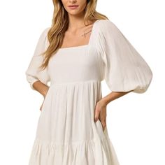 The Perfect Summer Dress! Lightweight Off White Dress #Vacationvibes. Style Option: Pair With A Wide-Brim Hat And Your Favorite Sandals. 100%Rayon Machine Wash Summer Mini Dress With Square Neck For Vacation, Casual Midi Dress For Vacation Brunch, Summer Midi Dress With Square Neck For Vacation, Bohemian Mini Dress With Square Neck For Vacation, Beach Mini Dress With Square Neck And Flowy Fit, Flowy Midi Dress With Square Neck For Vacation, Flowy Square Neck Midi Dress For Vacation, Casual White Mini Dress For Vacation, Blush Sequin Dress