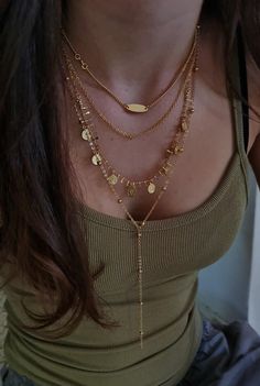 Stacking Chain Necklace, Gold Layer Necklace, Multi Strand Necklace, Coin Charm Necklace - Necklace Set - Y Lariat Necklace - Gift For Her Adjustable Gold-plated Layered Necklace, Bohemian Lariat Necklace With Clavicle Chain For Parties, Adjustable Gold Lariat Necklace For Layering, Dainty Handmade Gold Lariat Necklace, Dainty Gold Handmade Lariat Necklace, Gold Multi-strand Lariat Necklace For Layering, Gold Lariat Choker Necklace With Adjustable Chain, Gold Long Drop Lariat Necklace Gift, Gold Plated Long Drop Necklace