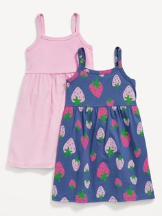 scoop neck spaghetti straps seamed waist fitted at top full skirt hits approx.  below knee Sewing Headbands, Easy Dress Sewing Patterns, Old Navy Toddler Girl, Toddler Girl Dress, Formal Dresses For Teens, Baby Frock, Kid Fashion, Quilted Purses