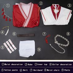 Description   Size Chart       Note: Pls check item size chart and delivery date before ordering.   
 
Includes:    ・Tassel waist decoration        ・ Robe         ・ Inner top 
 
 ・ Collar decoration            ・ Tattoo paste        ・ Belt 
 
 ・ Hairband                ・ Waist chain              ・ Pants 
 
 Note: This payment is pre-sale, process time is about 2 months.   Black Butler/ Ciel Phantomhive/ Kuroshitsuji / Cosplay Costumes/ Victoria Dress/ Uniform/ Ciel Full Set/ Halloween Costumes/ Hua Cheng Cosplay, Decoration Tattoo, San Lang, Chain Pants, Heaven Official's Blessing, Kostum Cosplay, Black Butler Ciel, Hua Cheng, Ciel Phantomhive