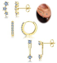 PRICES MAY VARY. Sterling Silver Earring Set--Package includes 3 pairs earrings, 2 cz earrings, 3 cz earrings, huggie earrings, 3 pairs different styles can provide a variety of options for different occasions. These earrings are elegant and classic women men of all ages can wear them every day. Top Quality Material--These earrings set are made of high quality 925 sterling silver, no low-grade materials, 100% hypoallergenic which is the best choice for sensitive ears, easy to put on and take off Set Of 3 Earrings, Hoop Earring Stack, Silver Earring Set, Earring Stacks, Earrings Ideas, Small Hoop Earrings, Classic Women, Hoop Earring Sets, Earrings 3