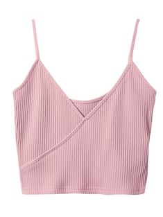 Ribbed Cropped Cami Surplice Tank Top - Pink - 3Z10593615 - Original Design-Women's Clothing  #OriginalDesignWomensClothing #Original #DesignWomen's #Clothing Png Crop Top, Pink Camisole, Crop Top Pink, Cropped Camisole, Tank Top Straps, Pink Crop Top, Cropped Cami, Tank Top Camisole, Ribbed Tank Tops