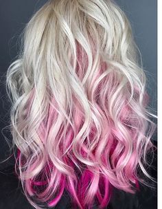 Platinum Blonde And Pink Hair, Fun Hair Colour Ideas For Blondes, Platinum Blonde Hair With Pop Of Color, Blonde Hair With Pink Tone, Blonde Hair With Fashion Colors, Platinum Blonde Hair With Colored Tips, Platinum Blonde Hair With Pink Underneath, Pink And Platinum Hair, Pastel Highlights In Blonde Hair