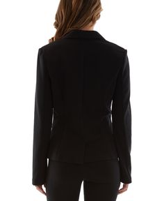 Bcx gives you a layer that dresses up or down with your favorite bottoms and skirts in this one-button blazer. Black Office Blazer With Button Closure, Fitted Black Blazer With Double Button Closure, Sleek Black Single-button Blazer, Tailored Black Blazer With Button Closure, Fitted Black Blazer With Button Closure, Sleek Fitted Blazer With Buttons, Sleek Fitted Black Blazer, Ski Shop, Spa Essentials