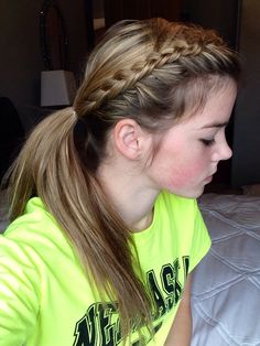 Braided ponytail Poof Hairstyle, Two Braided Ponytails, Hair Poof, Braided Ponytails, Softball Hair, Cute Hairstyles Updos, Low Ponytail Hairstyles, Tan Skin Blonde Hair