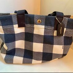 Dog Friendly, Smoke Free Home. Used Only A Handful Of Times. Coach Tote, Dog Friendly, Womens Tote Bags, Dog Friends, Coach Bags, Blue White, Color Blue, Blue And White, Plaid