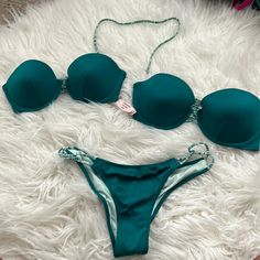 Nwt 34b Top Euc 36b Top Euc Medium Bottoms Elegant Stretch Swimwear By Victoria's Secret, Fitted Green Victoria's Secret Swimwear, Elegant Victoria's Secret Stretch Swimwear, Swim Suits, Victoria Secret Swim, Womens Swim, Victoria's Secret, Swimming, Green