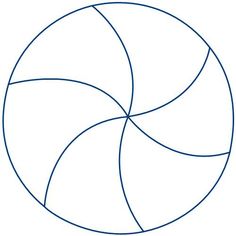 a circle with four intersecting sections in the middle and one section at the bottom, on a white background