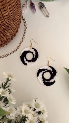 Ojitos Alegres is a Mother Daughter owned business that highlights knowledge that are generationally passed down Cow Print Crochet, Crochet Half Circle, Crochet Circle, Crochet Hair Clips, Crochet Earrings Pattern, Crochet Circles, Food Earrings, Hippie Earrings, Half Circle