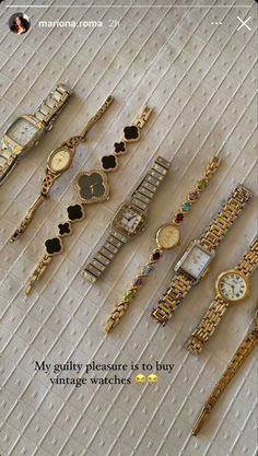 Womens Watches Gold, Old Money Watches Women, Old Money Jewellery, Vintage Gold Watches, Old Money Jewelry, Vintage Gold Watch, Dope Jewelry Accessories, Fancy Watches, Watches Collection