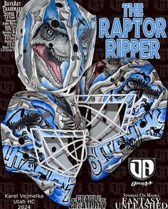 the raptor ripper mask is designed to look like an ice hockey helmet