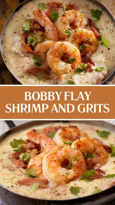 Bobby Flay Shrimp and Grits Shrimp Grits Recipe New Orleans, Cheese Grits And Shrimp Recipes, Creamy Grits Recipe, Grits And Shrimp, Grits And Shrimp Recipes, Shrimp And Cheese Grits Recipe, Shrimp And Bacon Recipes, Cheesy Shrimp And Grits, Creamy Shrimp And Grits