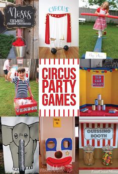 circus party games for kids to play in the yard and on the lawn with an elephant theme