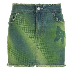 butterfly aesthetic skirt boogzel clothing Jean Skirt Long, Green Denim Skirt, Grunge Summer Outfits, E Girl Clothes, Kawaii Swimsuit, Butterfly Aesthetic, Grunge Summer, Artsy Outfit, Skirt Y2k