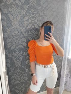 Autumn Women Tshirts Pullover Crop Top Tees Long Sleeve Short Top Tees T-shirts Orange Stretch T-shirt For Summer, Casual Orange Stretch Blouse, Casual Stretch Orange Blouse, Stretch Orange T-shirt Casual Style, Trendy Orange Crew Neck Top, Trendy Orange Short Sleeve Top, Stretch Cotton Orange T-shirt, Orange Stretch Cotton T-shirt, Fitted Orange Casual T-shirt