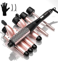 About this item
💐8 IN 1 CURLING IRON SET: This hair curlers set is the professional stylists’ preferred choice, which including 5 barrels(3 barrels, 0.35inch, 1.35-0.75inch, 1.25 inch, 1.5 inch curling brush), 1 heat resistant glove, 2 hair clips. Multiple size barrels let you create your own different curly hairstyles, Straight with soft bents, beachy wavers, S-shaped Waves, large loose curls, or Dense Springy Coils... Salon at home, You decide your definite hairstyle. PS: CURLING BRUSH IS NOT A DRYER
💐PTC& TOURMALINE CERAMIC: MAXT Hair curling iron adopts heating PTC technology, the pottery coating emits ions that interact with your hair to reduce frizz and maximize shine. You don’t have to worry about the hair damage, just enjoy your DIY salon fun. Beach Waves Curling Iron, 3 Barrel Curling Iron, Wand Curling Iron, Waves With Curling Iron, Curling Wand Set, Curling Brush, Barrel Curling Iron, Style Salon, Hair Crimper