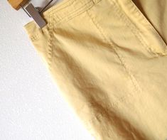 Vintage 1990s Wide Leg capris. Butter yellow, high waisted, wide leg capris. The lightweight fabric and cut make these capris ultra comfortable! DETAILS - Brand: Chico's - Label Size: 2 - Style: wide leg capris - Color: butter yellow - Material: 68% cotton 28% nylon 4% spandex - high rise - elastic at back waistband - slits at each hem - stretch fabric - care instructions: machine wash cold tumble dry low - Note on condition: tiny marks at back right pocket, see photo MEASUREMENTS (inches / cent Wide Leg Capris, Pants Short, Butter Yellow, Womens Capris, High Hips, High Rise Mom Jeans, Vintage Jeans, Casual Bags, Lightweight Fabric