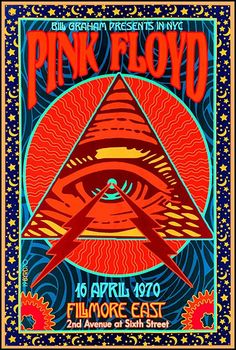 the pink floyd concert poster with an all seeing eye on it's back ground