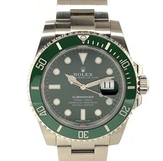 DESCRIPTION DETAILSManufacturer: RolexModel: Submariner Date - Rolex HulkReference Number: 116610LVCondition: UnwornGender: Men’s/unisexTime Period: After 2011 - random serial Retail / Compare-At Price: $9,050Our Best Price: $22,500 - Discontinued in 2020 THE CALIBERMovement: AutomaticCaliber: 3135Jewel: 31THE CASECase Material: Stainless Steel "Super Case"Case Diameter: 40 mmThickness: 13 mmWaterproof: 1000 ft./300 m.Water Resistance: 30 ATMMaterial Bezel: Green corrosion-resistant ceramic unid Luxury Watch Collection, Rolex Submariner Date, Rolex Submariner No Date, Submariner Date, Pre Owned Rolex, Rolex Submariner, Sport Watches, Watch Collection, Luxury Watch