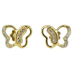 These delightful Butterfly Diamond Earrings, tailored for Girls (Kids/Toddlers), are a perfect blend of cuteness and sophistication. Crafted in lustrous 18K Solid Gold, these earrings feature charming butterfly motifs adorned with delicate diamonds. They bring a touch of whimsical beauty and elegance to your child's style, ensuring both safety and comfort with their secure design. A timeless and enchanting accessory for your little one. THE STONES- These earrings consist of round diamonds weighing 0.08 carats. There is a total of 22 pieces of round diamonds. All diamonds are of HI color and SI clarity. We only use diamonds that are natural, certified and cruelty-free. THE GOLD- All of our designs are set on 100% guaranteed 18k solid gold. We provide color options for the gold. You can choo Earrings For Girls, Cute Butterfly, Art Deco Diamond, Girls Earrings, Dream Jewelry, Jewelry Earrings Studs, Or Rose, Jewelry Pieces, Round Diamonds