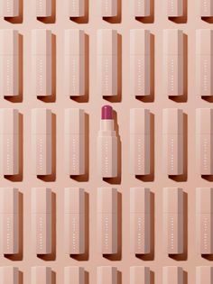 Liptint Photography Idea, Fenty Beauty Photography, Fenty Product Photography, Fenty Beauty Product Photography, Pattern Product Photography, Makeup Product Photography Ideas, Lipstick Product Photography Ideas, Lipstick Texture Photography, Cosmetic Product Shoot