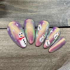 Cute Holiday Nails, Painted Snowmen, Purple Backdrop, Snowman Nails, Witch Nails, Nails Luxury, Festive Nail Art