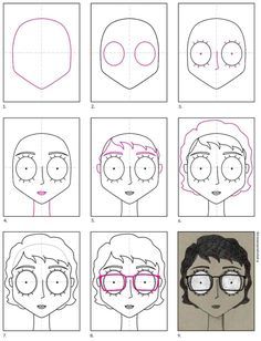 how to draw the faces of people with different facial expressions and hair styles for kids