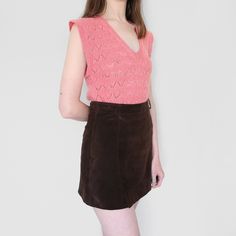 "cute pink knit top (also would be perfect as a sweater vest)  no tags, looks and feels like handmade fabric feels like cotton and wool blend 24\" long, 16.9\" pit to pit,  61 cm long, 43 cm pit to pit, (model wears size S - M, height 175 cm) measurements are taken while items are laying flat,  for best fitting compare measurements to a garment that you wear in great vintage condition please do not hesitate to send me a message if you have any questions about this listing" V Neck Sweater Vest, Grunge Dress, Leopard Print Cardigan, Grey Vest, Pink Knit, Vest Outfits, Printed Cardigan, Handmade Fabric, Pink Top