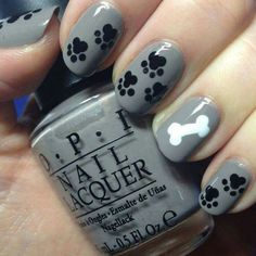 💜 Paw Print Nails, Gray Nails, Animal Nails, Best Nail Art Designs, Dog Nails, Cute Nail Art, Gel Nail Designs, Cute Nail Designs, Paw Prints