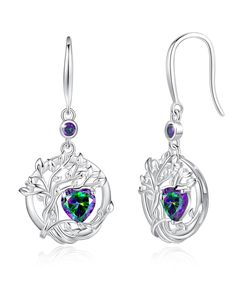 PRICES MAY VARY. ❤June Birthstone Earrings❤ This tree birthstone earrings is designed with tree of life symbols and inlaid with a created Alexandrite birthstone. Alexandrite is the June Birthstone, believed to bring good luck and enhance intuition and judgment.Simulated Alexandrite stones color change from teal to purple depending on lighting conditions. ❤Specifications❤ Pendant Diameter: 18mm (0.7 inch). Length:36mm(1.42 inch) ❤Tree of Life Earrings❤The Tree of Life is connected to everything. Alexandrite Birthstone, Tree Of Life Earrings, Tree Of Life Jewelry, Birthstone Earrings, Jewelry Birthday, June Birthstone, Birthstone Earring, Birthday Jewelry Gift, Fine Jewelry Gift