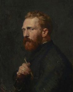 a painting of a man with a red beard holding a pipe in his right hand