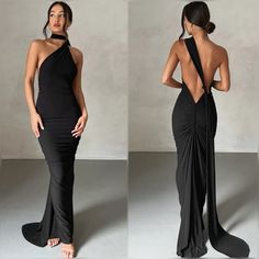 New! Elevate Your Look With This Chic Long Dress Featuring A Unique One-Shoulder Design With A Draped Front And A Stylish Tie-Back Detail. Made From Stretchy, Comfortable Material, This Versatile Dress Is Perfect For Both Daytime And Nighttime Events. The Tie Detail At The Back Allows You To Twist And Rearrange It To Your Liking - Wear It Around Your Neck, Down The Back, Or Over The Shoulder For Different Elegant Looks. Make A Statement In This Effortlessly Stylish And Versatile Piece! Limited A One Shoulder Backless Dress, Fitted Off-shoulder Evening Dress For Night Out, Stretch Evening Dress For Date Night, Fitted One-shoulder Backless Dress For Formal Events, Fitted One-shoulder Maxi Dress For Evening, One-shoulder Fitted Maxi Dress For Evening, Stretch Floor-length Backless Evening Dress, Strapless Fitted Backless Dress For Evening, Stretch Floor-length Backless Dress For Evening