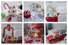 six christmas cards with the words merry christmas written on them