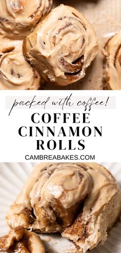 coffee cinnamon rolls with frosting on top