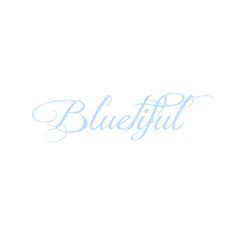 the word blueiful written in cursive writing